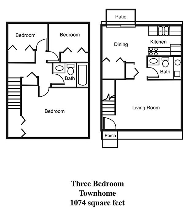  Three Bedroom Townhome Floor Plan Image