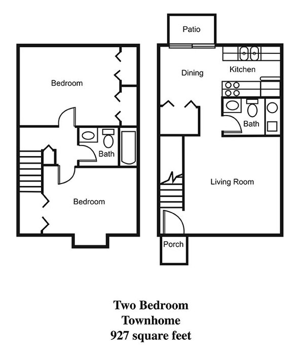 Two Bedroom Townhome Floor Plan Image