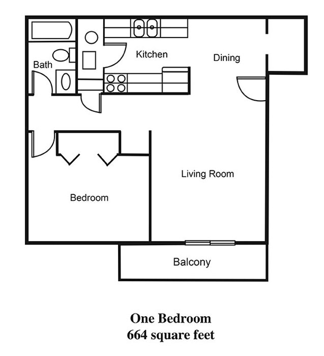 One Bedroom Floor Plan Image